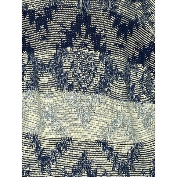 American Eagle Cardigan Sweater Womens XS Open Long Aztec Fringe Blue Boho - Picture 5 of 7